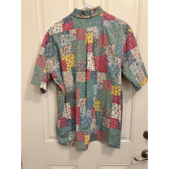 Reyn Spooner Men XL Hawaiian 1/4 Button Shirt Commemorative Classics patch work - Picture 8 of 10